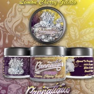 Platinum Lemon Cherry Gelato by Cannatique — top-tier platinum LCG exotic cannabis worldwide delivery